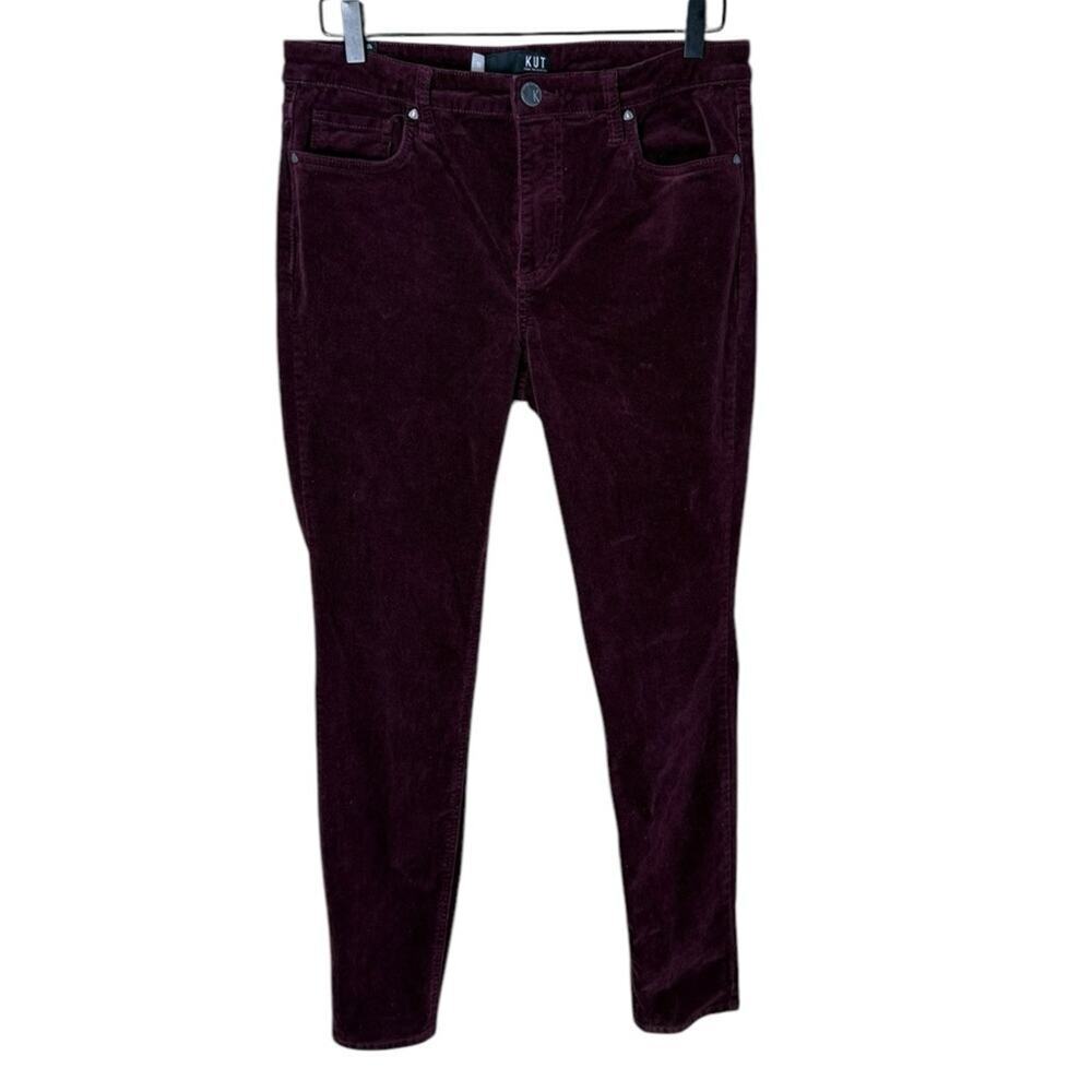 Kut from the Kloth Women’s 10 Mia Skinny Jeans Pants Burgundy Corduroy